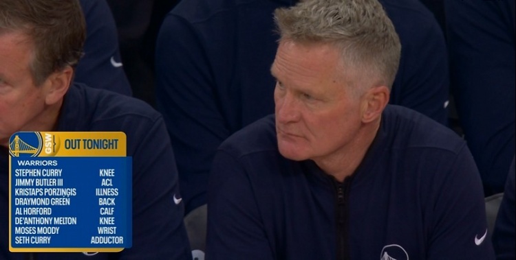 不忍直视！勇士本场对阵尼克斯 大小库里&amp;巴特勒&amp;追梦等8人缺席